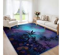 Générique Tapis Salon Espace Ciel Étoilé Plantes Feuilles 80 x 150 cm, Doux Tapis de Chambre Galaxie Lavable en Machine Imprimées Antidérapant pour Manger Intérieur Bureau Chambre Cuisine