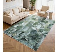 Générique Tapis Salon Feuilles d'eucalyptus, Tapis Plante Moderne, Poils Antidérapant Courts Doux Moquette pour Salon Chambre Bureau pour Un Nettoyage Facile 140 x 200 cm P-&137