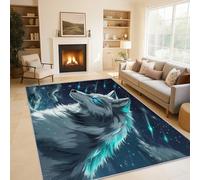 Générique Tapis Salon Loup Fantastique 120x160cm, Météore Animaux Garçon Antidérapant Tapis Doux Poil Ras Lavable en Machine pour Cuisine Bureau Chambre & Salle à Manger X-M11
