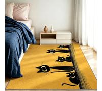 Générique Tapis Salon Paillasson Rectangular, Anti Slip Soft Cosy Tapis en Halloween Chat Noir Imprimé, Chambre Poil Ras Carpette Idéal pour la Décoration Enfants 140 x 200 cm