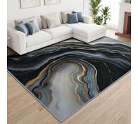 Générique Tapis Salon Paillasson Rectangular, Anti Slip Soft Cosy Tapis en Marbre Noir Imprimé, Chambre Poil Ras Carpette Idéal pour la Décoration Enfants 140 x 200 cm