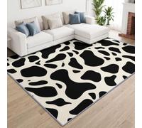 Générique Tapis Salon Paillasson Rectangular, Anti Slip Soft Cosy Tapis en Motif Vache Noir et Blanc Imprimé, Chambre Poil Ras Carpette Idéal pour la Décoration Enfants 140 x 200 cm Animal Print