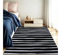 Générique Tapis Salon Paillasson Rectangular, Anti Slip Soft Cosy Tapis en Rayé Noir Imprimé, Chambre Poil Ras Carpette Idéal pour la Décoration Enfants 140 x 200 cm