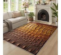 Générique Tapis Salon Peau de Crocodile, Grand Tapis Motif Texture de Faux Cuir Alligator Chambre 140 x 200 cm, Antidérapant Lavable Doux à Poils Ras, Decoration Maison W-Z3
