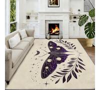 Générique Tapis Salon Plantes Feuilles Étoiles Papillon 120 x 170 cm, Doux Tapis de Chambre Bohème Lavable en Machine Imprimées Antidérapant pour Manger Intérieur Bureau Chambre Cuisine