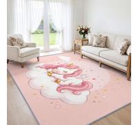 Générique Tapis Salon Rêve Licorne Rose Lavable Antidérapant 160x230 cm | Fille Princesse Tapis Imprimé pour Chambre Salle a Manger Descente de Lit Bureau - Antidérapant Poil Ras