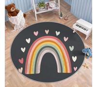 Générique Tapis Salon Rond Arc en Ciel Pastel Scandinave, Boho Chambre Lavable en Machine Antidérapant Moquette Chambre, Doux Tapis Salle a Manger pour Cuisine, Entrées, Camping-Car, 180 cm