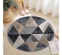Générique Tapis Salon Rond Diamètre 180 cm, Style Triangles Abstraits Modernes, Tapis Doux Antidérapant pour Décoration Salle à Manger Chambre Canapé Cuisine Chambre d'enfant, Brun Clair