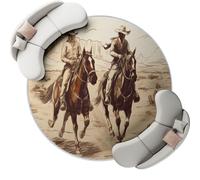 Générique Tapis Salon Rond Diamètre 180 cm, Style Western Rétro Cowboys, Tapis Doux Antidérapant pour Décoration Salle à Manger Chambre Canapé Cuisine Chambre d'enfant, Brun