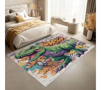 Générique Tapis Salon Tyrannosaure Rex, Tapis Dinosaure Graffiti, Poils Antidérapant Courts Doux Moquette pour Salon Chambre Bureau pour Un Nettoyage Facile 120x120 cm P-&130