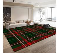 Générique Tapis Shaggy Lavable 160cm x 230cm - Moelleux et Antidérapant Tapis, Damier Rouge Et Vert pour Salon, Couloir, Salle d'étude, Décorations Intérieures Plaid écossais Traditionnel