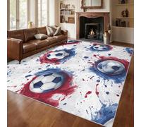Générique Tapis Soccer, Grand Tapis Salon 120x120 Sport Football Carpette Chambre, Flanelle Poil Ras Moelleux - Antidérapa Lavable en Machine H3