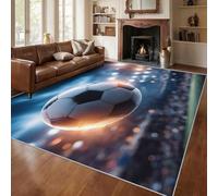 Générique Tapis Sports Garçons, Grand Tapis Salon 120x120 Football Carpette Chambre, Flanelle Poil Ras Moelleux - Antidérapa Lavable en Machine H3