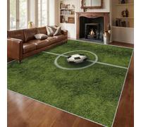 Générique Tapis Stade de Football, Grand Tapis Salon 120x120 Sport Terrain de Football Carpette Chambre, Flanelle Poil Ras Moelleux - Antidérapa Lavable en Machine H3