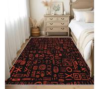 Générique Tapis Symbole Tribal 200 x 290 cm, Grand Tapis Décoration Salon Chambre, Motif Africain Totem Ethnique Abstrait, Antidérapant Lavable Doux à Poils Ras W-Z2