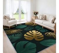 Générique Tapis Tropical Lavable en Machine pour Ado Enfants Adulte - Tapis Botanique Monstera Feuilles De Palmier Antidérapant Doux pour Salon, Salle à Manger, Chambre à Coucher - 140 x 200 cm
