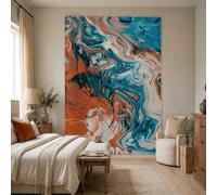 Générique Tapisserie Murale Wedding Party Office Outdoor Garden, Custom Tapestries, 150 x 150 cm,Abstract Blue, Orange, White, Black,
