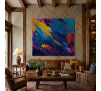 Générique Tapisserie Murale Wedding Party Office Outdoor Garden, Custom Tapestries, 150 x 150 cm,Abstract Blue Yellow Orange Red Purple Black,
