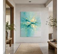 Générique Tapisserie Murale Wedding Party Office Outdoor Garden, Custom Tapestries, 150 x 150 cm,Abstract Floral Blue, White, Yellow, Green,