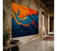 Générique Tapisserie Murale Wedding Party Office Outdoor Garden, Custom Tapestries, 150 x 150 cm,Abstract Orange Blue Red Yellow,