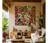 Générique Tapisserie Murale Wedding Party Office Outdoor Garden, Custom Tapestries, 150 x 150 cm,Floral Green pink red white,