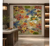 Générique Tapisserie Murale Wedding Party Office Outdoor Garden, Custom Tapestries, 150 x 150 cm,Modern Floral Beige, Green, Blue, Red, Yellow, White, Brown,