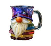 Générique Tasse De Livre Gnome Peinte En 3D - Tasse De Livre En Vitrail Gnome En Céramique | Jolie Ta-sse À Boire En Céramique Peinte À La Main | Verres Amusants Pour La Maison Pour Les Fêtes (A)