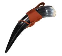 Générique Tasse en Corne Rustique 27cm avec Support Pu pour Vin Hydromel Cosplay et Décoration de Table