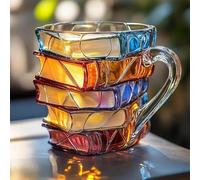Générique Tasse Livre, 300ML Peint Livre Mug a Cafe, Stained Glass Painted Book Coffee Mug with Insulated Handle, Novelty Painted Book Coffee Cup Tasse a Cafe, pour Cadeau Amoureux des Livres