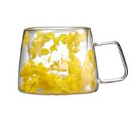 Générique Tasse transparente avec fleurs - Base à cavité pétale intégrée, tasse boisson résistante la chaleur de 200 ml, gobelet pour séchées double paroi, récipient transparent poignée | thé bot