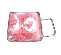 Générique Tasse transparente avec fleurs - Base à cavité pétale intégrée, tasse boisson résistante la chaleur de 200 ml, gobelet pour séchées double paroi, récipient transparent poignée | thé bot