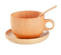 Générique Tea Cups Saucers - Wooden Coffee Mug,290ml Natural Wooden Dining Tool With Spoon For Tea Coffee Whiskey Yard Balcony Courtyard Outdoor Garden Park Home Picnic Camping Party