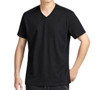 Générique Teeshirt Homme Tshirt Été Décontracté Tee-Shirt Col V Coton Tee Shirt Léger Mode Manches Courtes T-Shirts Extensible Quotidien Doux Soldes Noir 3XL