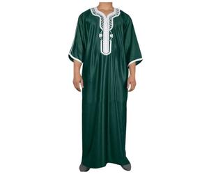 Générique Tenue Africaine Homme Vetement Africain Chemise Jelaba Musulman Kamis Mens Casual Fashion Muslim Cotton V Neck Short Sleeve Robe Jacket Caftan Lin De Prière Soiree Musulmane Boubou Kaftan