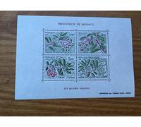 Générique Timbre Monaco 1986 Feuillet Collection 36 Neuf incluant Nos 1557 à 1560 par des Livres Express. Fruit : arbousier