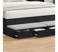 Générique Tiroirs de lit chêne Noir 140 x 36,5 x 16,5 cm, unité de Rangement Minimaliste en Bois d'ingénierie avec tiroir à Ouverture par Pression, Servant de Table de Nuit ou marchepied,