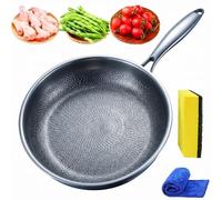 Générique Titanium Hammered Pan Pro With Lid, Uncoated Fish Scale Hammer Pattern Titanium Frying Pan, Fast And Even Heating,Thickened,Ultra-Durable,Scratch-Resistant (30cm, no lid)