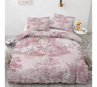 Générique Toile de Jouy Housse de Couette 220x240 - Parure de Lit Motif Rural Vintage en Microfibre - Linge de Lit 2 Personnes Adulte avec Fermeture Éclair avec 2 Taies d'oreiller 65x65 cm