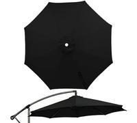 Générique Toile de Parasol Déporté 3m 3.5m 4m 6/8 Baleines Toile de Rechange pour Parasol de Terrasse Auvent de Remplacement Robuste Imperméable pour Jardin Marché Extérieur(Noir,3m/10ft-6ribs)