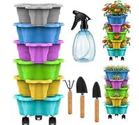 Générique Tour A Fraisier, Bac A Fraise en Hauteur, 6 Niveaux pour Fraises Et Herbes Aromatiques, avec Soucoupe À roulettes Amovibles, Tour De Plantation Gain De Place pour Balcon (6B)