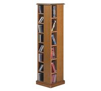 Générique Tour Range CD DVD Pivotante sur Roulettes Chêne 28 Etagères 35 x 35 x 137,7 cm
