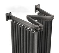 Générique Tringle de Douche Pliable d'angle avec Rideau Plissé, Pivotante 360° sans Perçage (Black 5 Section Pole/2x2m/79x79in)