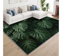 Générique Tropical Jungle Plantes Tapis Salon Lavable 180 x 240 cm | Grand Tapis Vert Feuille De Monstera Antidérapant À Poils Courts pour Chambre Cuisine Entrée Decoration