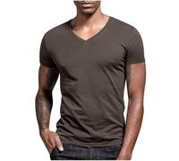 Générique Tshirt Homme Tee Shirt Décontracté Été Teeshirt Travail Col V T-Shirts Extensible Quotidien Doux Teeshirt Léger Mode Manches Courtes Et Ventes Flash Café XL