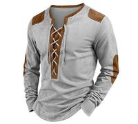 Générique Tshirt Homme Tee Shirt Manche Longue Décontracté Automne Couleur Unie Col V T-Shirts Extensible Quotidien Doux Confortable Mode Fincut Vêtements Gris XL