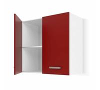 Generique Meuble haut de cuisine ULTRA 60 cm - 2 portes, étagère - Mélaminé rouge mat