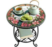 Générique Une Petite Table d'appoint Ronde | Bureau en métal décoré avec Un Motif Animal | Table Basse pour Usage à l'extérieur | pour porches, terrasses, balcons, Jardins, Salons et
