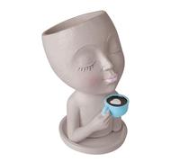 Générique ur de tête succulente | Pot de fleur de fille de café - Avec la résine de pot de d'yeux fermés de trou de drainage pour la succulente d'orchidée