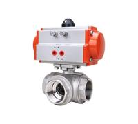Générique Vanne à bille pneumatique 3 voies en acier inoxydable 1/2, 3/4 ", 1", 2, 304, plate-forme haute, Q614/5F-16P, type L, vanne forme de T(L Type,1/2")