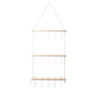 Générique Vase avec Support en Bois à 3 Niveaux Mural Hydroponique en Verre Design Vertical Minimaliste pour Boutures de Pothos pour Cloisons de Bureau ou Salles de Bain